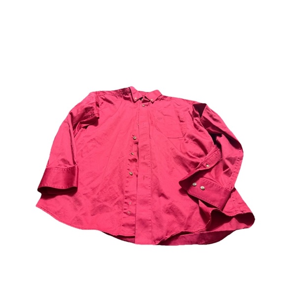 Ariat Mens Red Long Sleeve Button Up Shirt! Medium - Picture 1 of 5